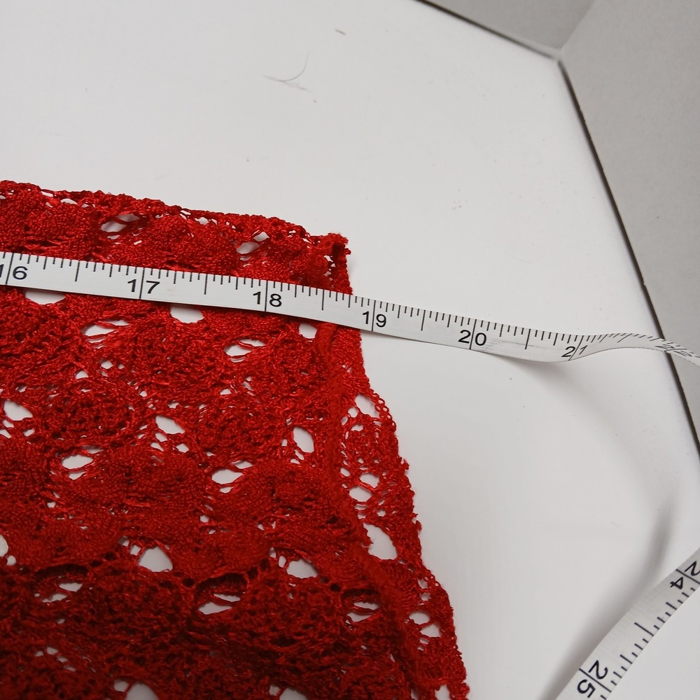 Brittany Black - Red Lace Sequin Top Womens Med 3/4 Sleeve Blouse Lined - Picture 10 of 12